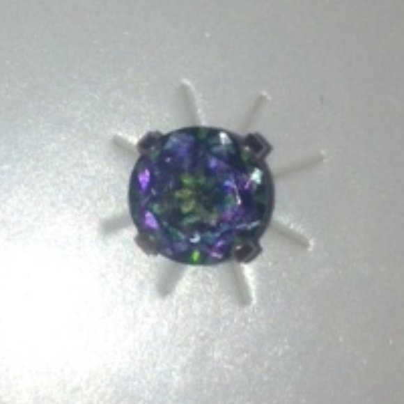 925 Silver Jewelry - Rainbow Beveled Quartz Silver Post Earrings